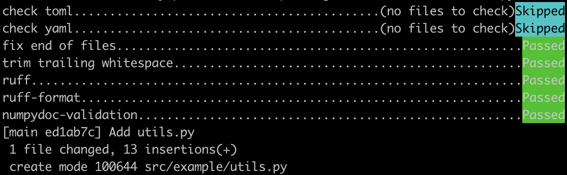 commit passing the checks