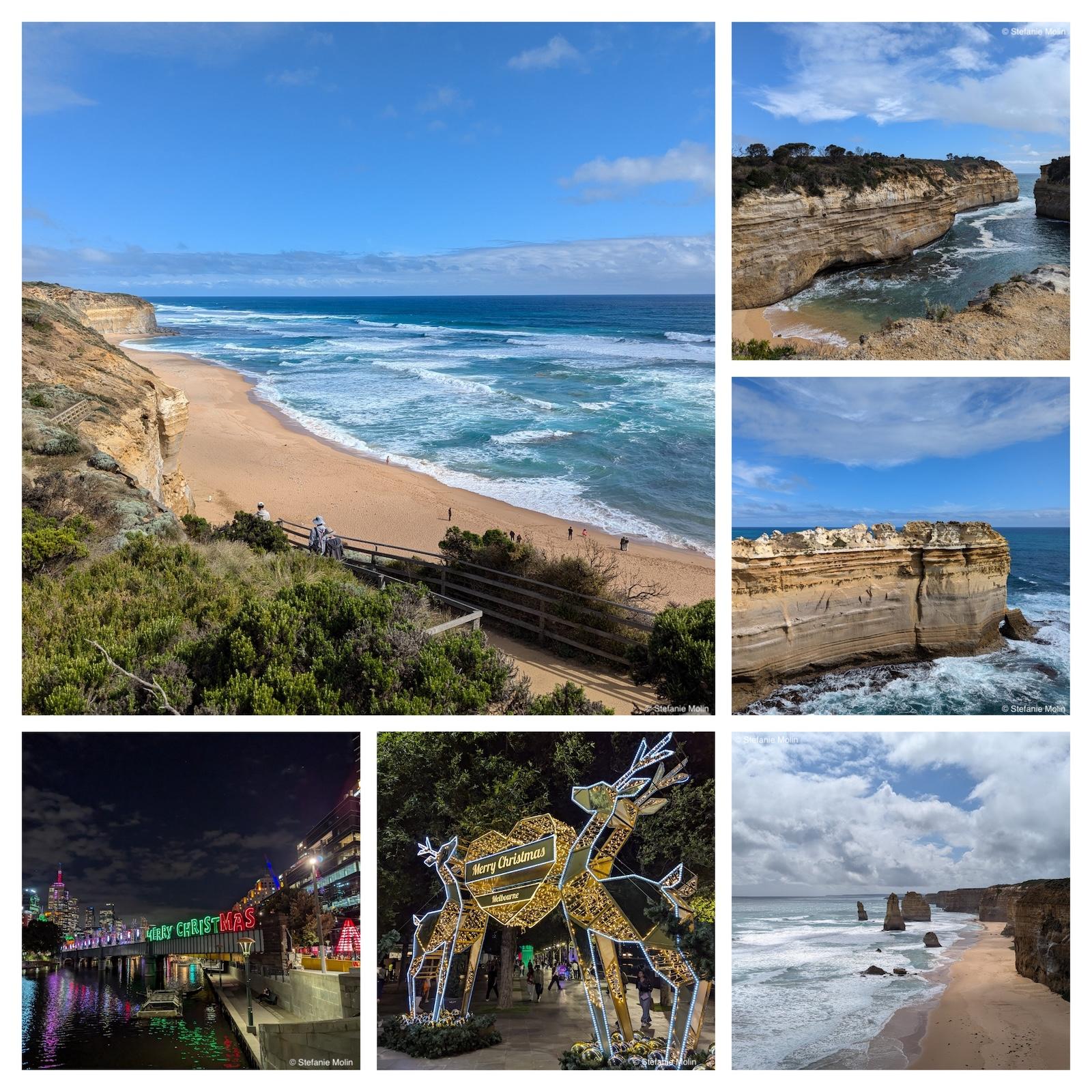 collage of photos from the Great Ocean Road and Melbourne