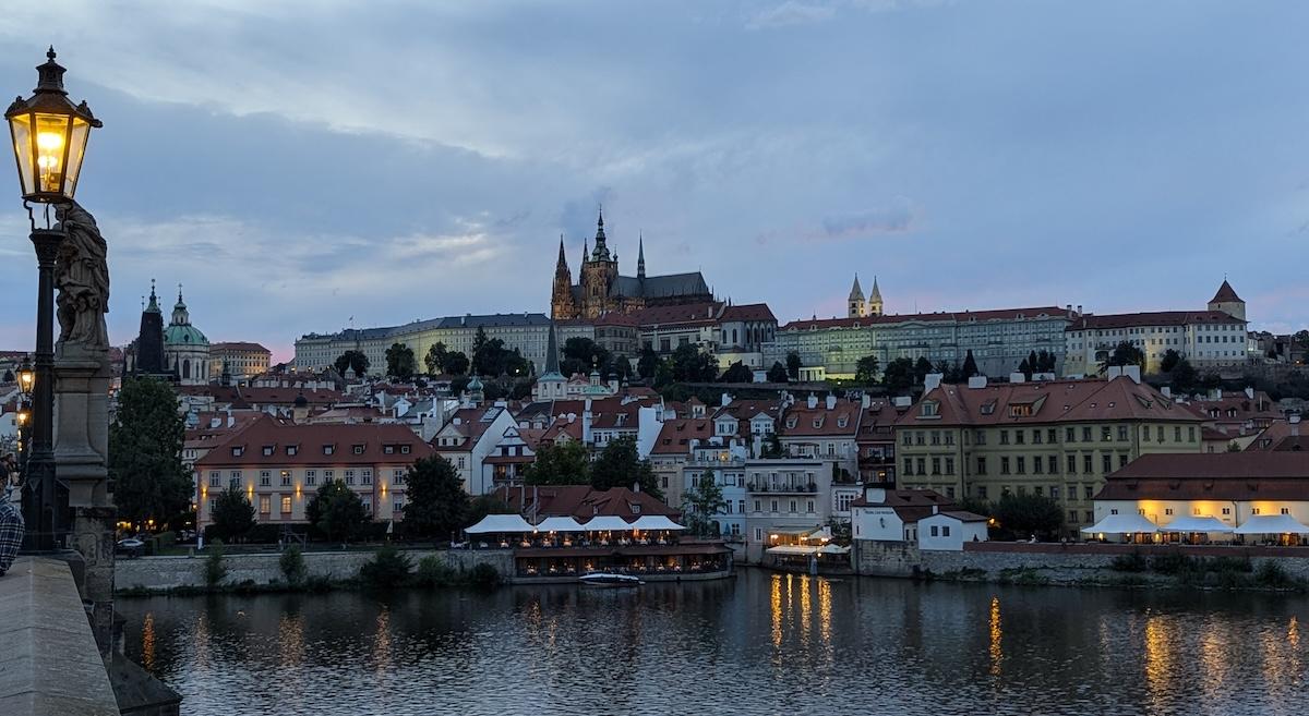 view of Prague Castle from the Charles Bridge