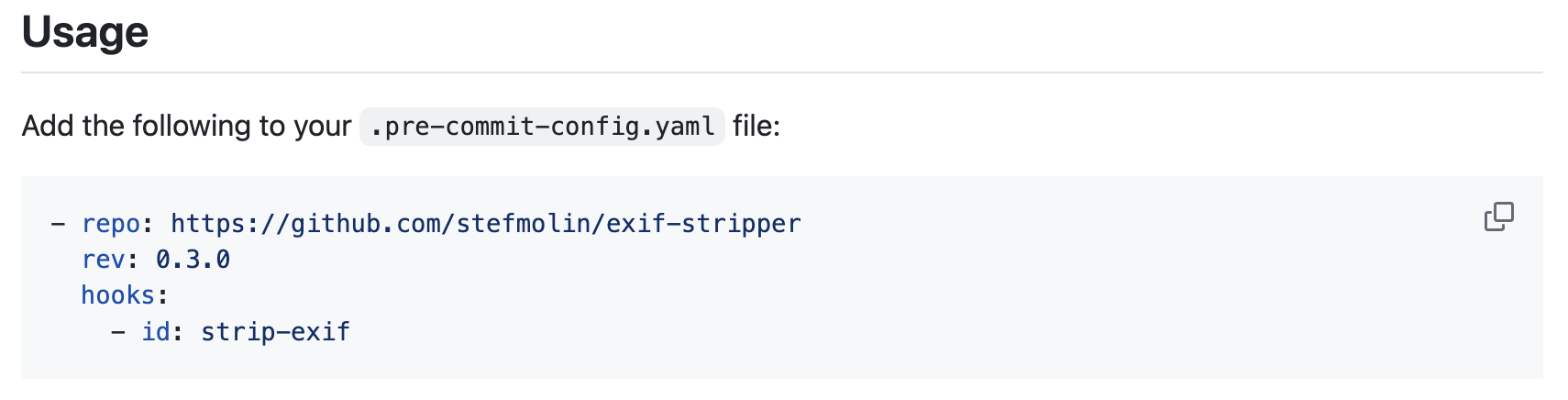 Example setup snippet from exif-stripper